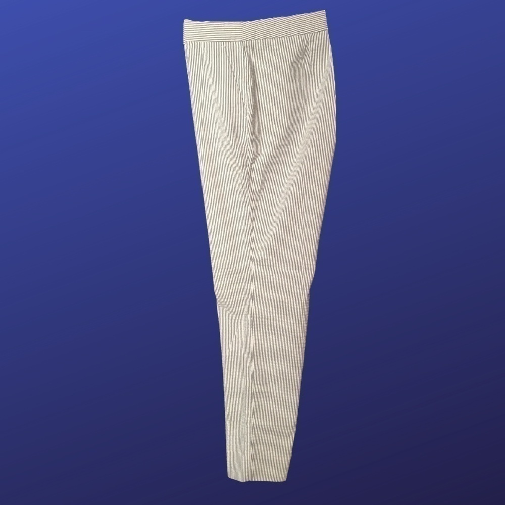 J. CREW Seersucker Slim Garden Ankle Pants, Blue/White stripes; NWOT, Size 8